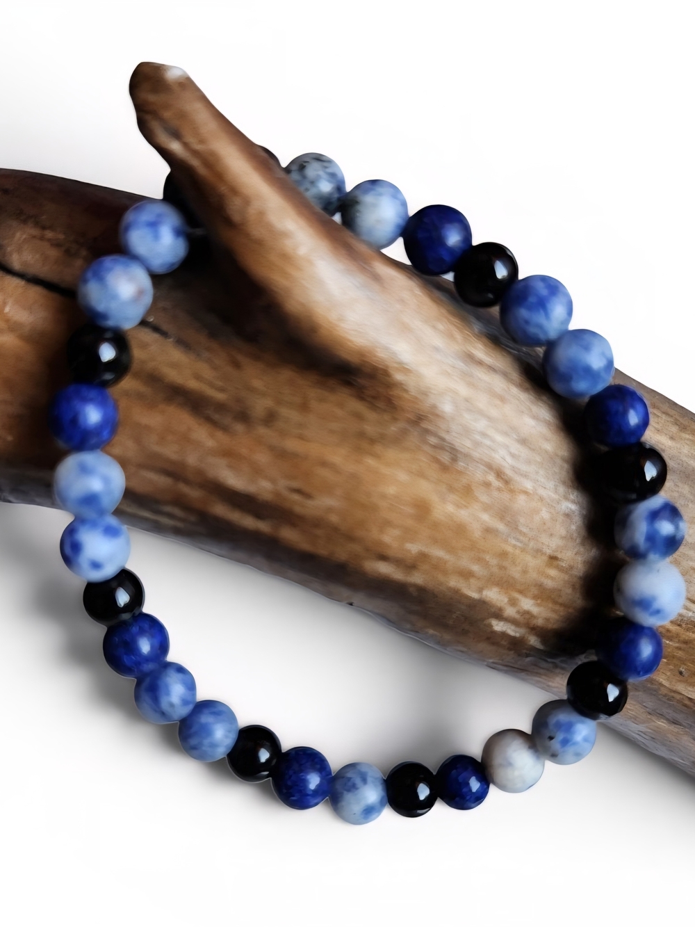 Blue Natural Stone Beaded Stretch Bracelet